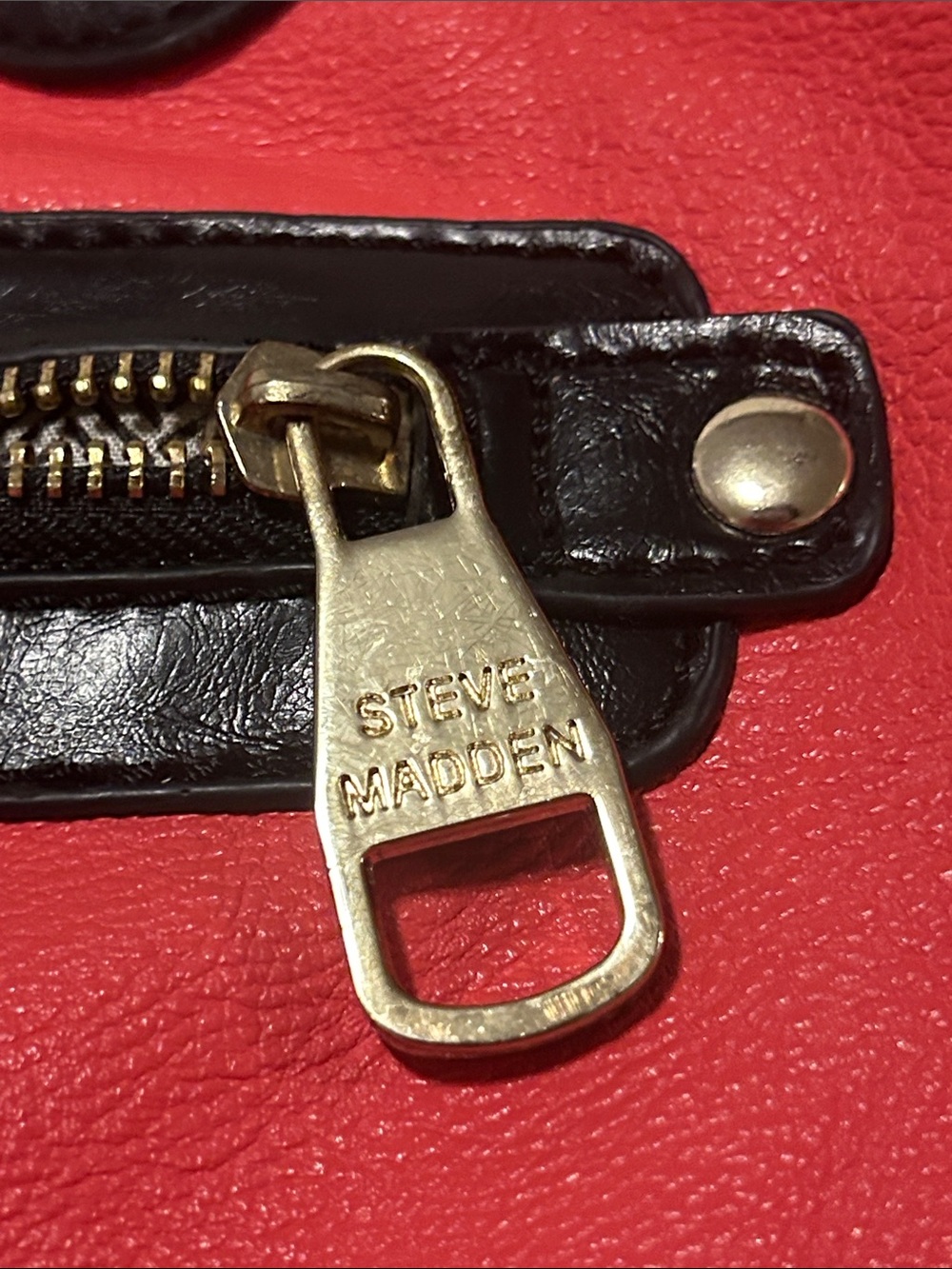 Steve Madden Red and Black Shoulder Satchel with Removable Strap - Picture 8 of 14